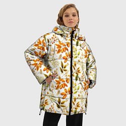 Куртка зимняя женская Осенние листья и желуди, цвет: 3D-черный — фото 2