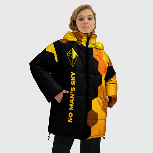 Женская зимняя куртка No Mans Sky - gold gradient: по-вертикали / 3D-Черный – фото 3