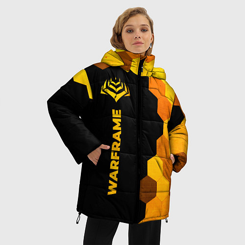 Женская зимняя куртка Warframe - gold gradient по-вертикали / 3D-Черный – фото 3