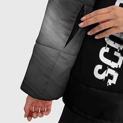 Куртка зимняя женская Scorpions glitch на темном фоне вертикально, цвет: 3D-черный — фото 2