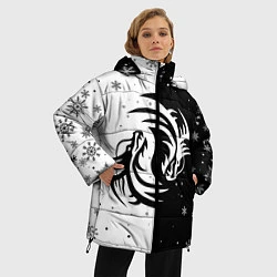 Куртка зимняя женская Инь Янь - Драконы, цвет: 3D-черный — фото 2