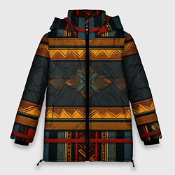 Куртка зимняя женская Этнический рисунок в полоску, цвет: 3D-светло-серый