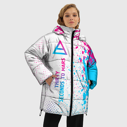 Женская зимняя куртка Thirty Seconds to Mars neon gradient style: по-вер / 3D-Черный – фото 3
