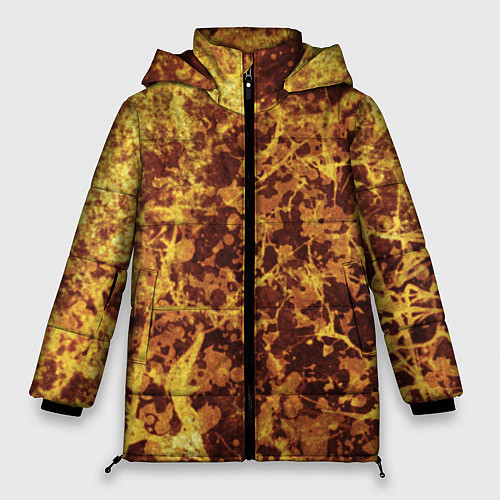 Женская зимняя куртка Абстракция - желтый антрацит / 3D-Красный – фото 1