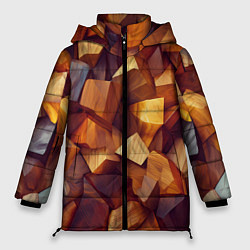 Куртка зимняя женская Паттерн камни и кристаллы, цвет: 3D-светло-серый
