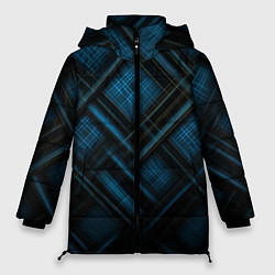 Куртка зимняя женская Тёмно-синяя шотландская клетка, цвет: 3D-черный