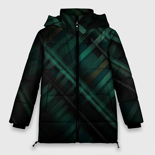 Женская зимняя куртка Тёмно-зелёная шотландская клетка / 3D-Красный – фото 1