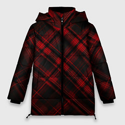 Куртка зимняя женская Тёмно-красная шотландская клетка, цвет: 3D-светло-серый