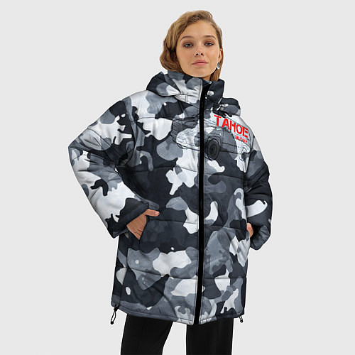 Женская зимняя куртка Chevrolet tahoe military тахо / 3D-Светло-серый – фото 3