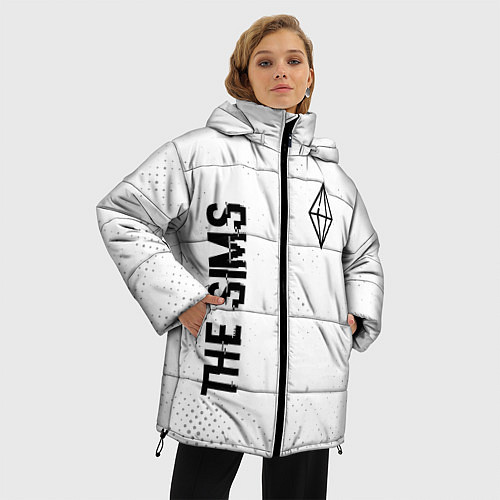 Женская зимняя куртка The Sims glitch на светлом фоне вертикально / 3D-Черный – фото 3