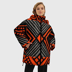 Куртка зимняя женская Узор в этническом стиле племени масаев, цвет: 3D-светло-серый — фото 2