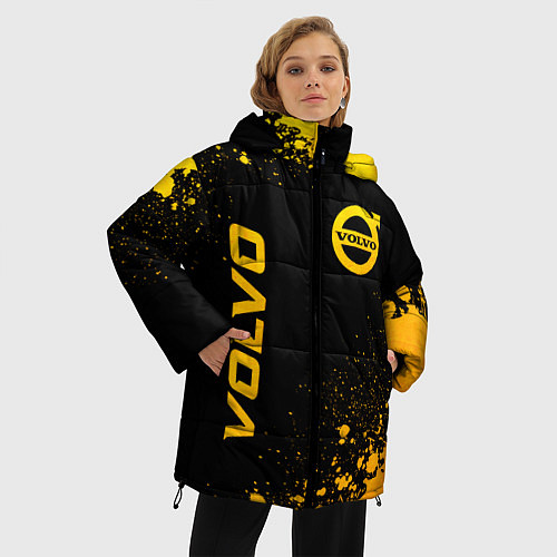 Женская зимняя куртка Volvo - gold gradient вертикально / 3D-Черный – фото 3