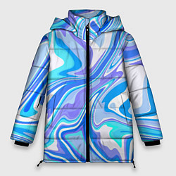 Куртка зимняя женская Абстракция сине-голубая пластика, цвет: 3D-светло-серый