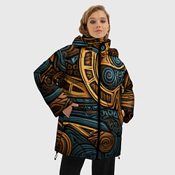 Куртка зимняя женская Паттерн в викингском стиле, цвет: 3D-черный — фото 2