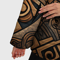 Куртка зимняя женская Асимметричный узор в викингском стиле, цвет: 3D-черный — фото 2