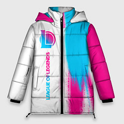 Куртка зимняя женская League of Legends neon gradient style по-вертикали, цвет: 3D-черный