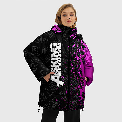 Женская зимняя куртка Asking Alexandria rock legends по-вертикали / 3D-Черный – фото 3