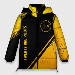Куртка зимняя женская Twenty One Pilots - gold gradient вертикально, цвет: 3D-черный