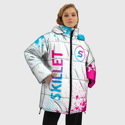 Женская зимняя куртка Skillet neon gradient style вертикально / 3D-Черный – фото 3