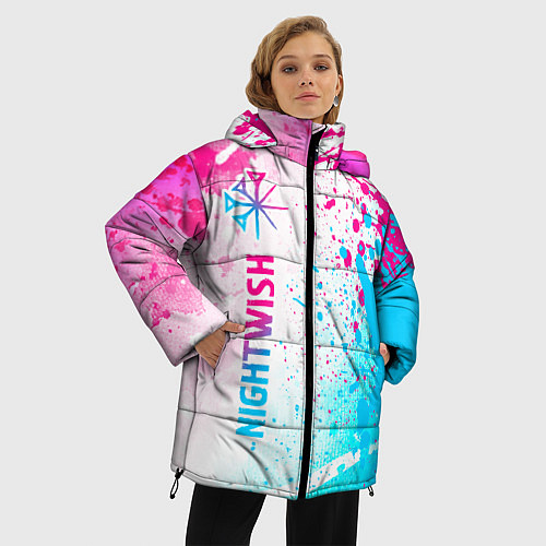 Женская зимняя куртка Nightwish neon gradient style по-вертикали / 3D-Черный – фото 3