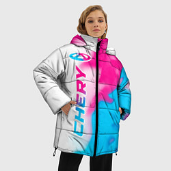 Куртка зимняя женская Chery neon gradient style по-вертикали, цвет: 3D-черный — фото 2