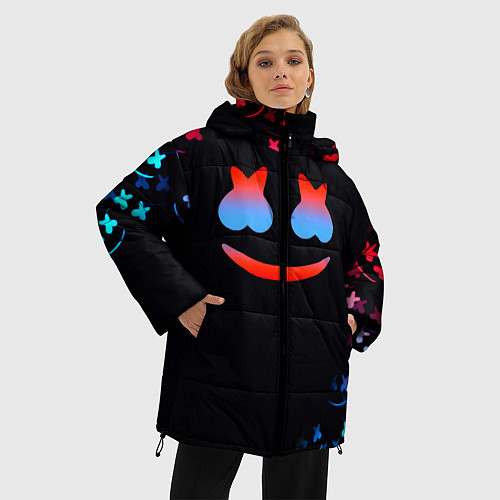 Женская зимняя куртка Маршмеллоу неон / 3D-Черный – фото 3