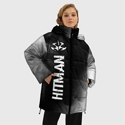 Куртка зимняя женская Hitman glitch на темном фоне по-вертикали, цвет: 3D-черный — фото 2