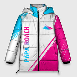 Куртка зимняя женская Papa Roach neon gradient style вертикально, цвет: 3D-черный