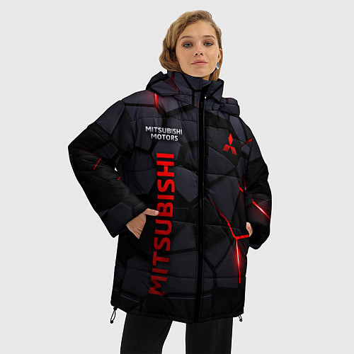 Женская зимняя куртка Mitsubishi - плиты с эффектом свечения / 3D-Черный – фото 3