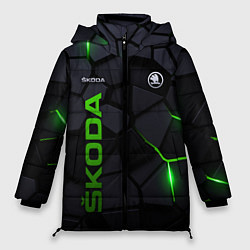 Куртка зимняя женская Skoda - плиты с эффектом свечения, цвет: 3D-черный