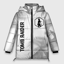 Куртка зимняя женская Tomb Raider glitch на светлом фоне вертикально, цвет: 3D-черный