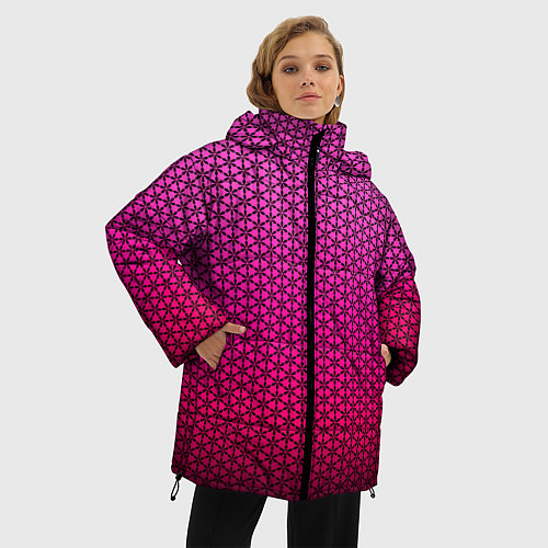 Женская зимняя куртка Градиент розовый с рисунком / 3D-Черный – фото 3