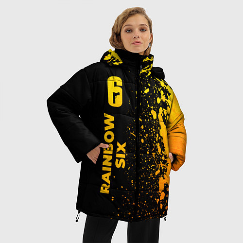 Женская зимняя куртка Rainbow Six - gold gradient по-вертикали / 3D-Черный – фото 3