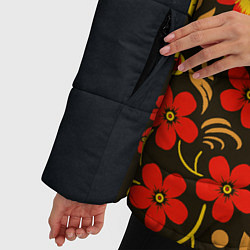 Куртка зимняя женская Хохлома: ягоды-листья-цветы, цвет: 3D-светло-серый — фото 2