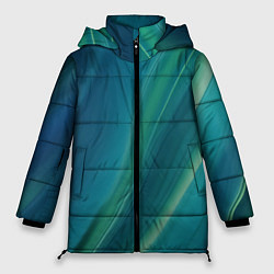 Куртка зимняя женская Сине-зелёная жидкая текстура - нейросеть, цвет: 3D-черный