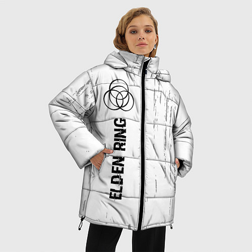Женская зимняя куртка Elden Ring glitch на светлом фоне по-вертикали / 3D-Черный – фото 3