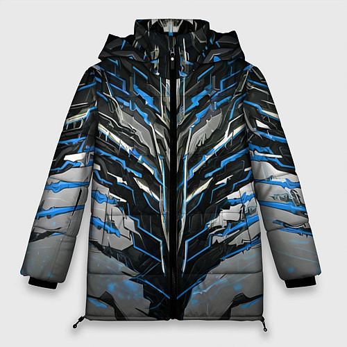 Женская зимняя куртка Киберпанк доспех синий / 3D-Красный – фото 1