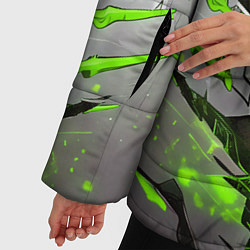 Куртка зимняя женская Киберпанк доспех зелёный, цвет: 3D-светло-серый — фото 2
