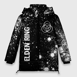 Куртка зимняя женская Elden Ring glitch на темном фоне вертикально, цвет: 3D-черный
