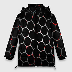 Куртка зимняя женская Шестиугольник пчелиный улей, цвет: 3D-черный