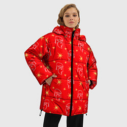 Куртка зимняя женская Christmas New Year hippie, цвет: 3D-красный — фото 2