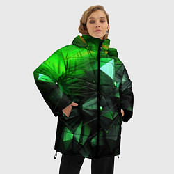 Куртка зимняя женская Абстракция и зелень гармония, цвет: 3D-красный — фото 2