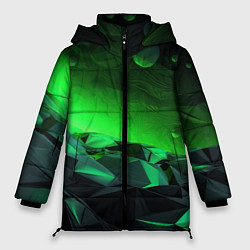 Куртка зимняя женская Абстрактное эхо зелени, цвет: 3D-черный