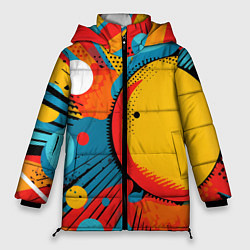 Куртка зимняя женская Поп-арт абстракция, цвет: 3D-черный