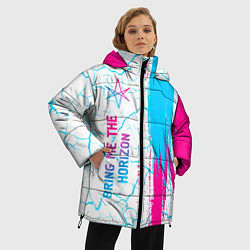 Куртка зимняя женская Bring Me the Horizon neon gradient style по-вертик, цвет: 3D-черный — фото 2