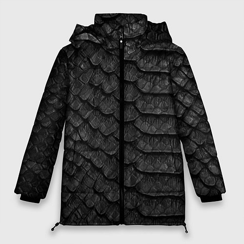Женская зимняя куртка Черная кожа рептилии / 3D-Красный – фото 1