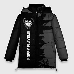 Куртка зимняя женская Poppy Playtime glitch на темном фоне по-вертикали, цвет: 3D-черный