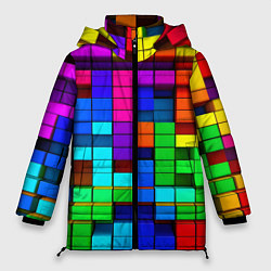 Куртка зимняя женская Радужный кубизм, цвет: 3D-черный