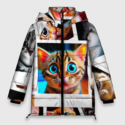 Куртка зимняя женская Котики фото, цвет: 3D-черный
