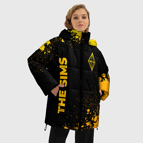 Женская зимняя куртка The Sims - gold gradient вертикально / 3D-Черный – фото 3